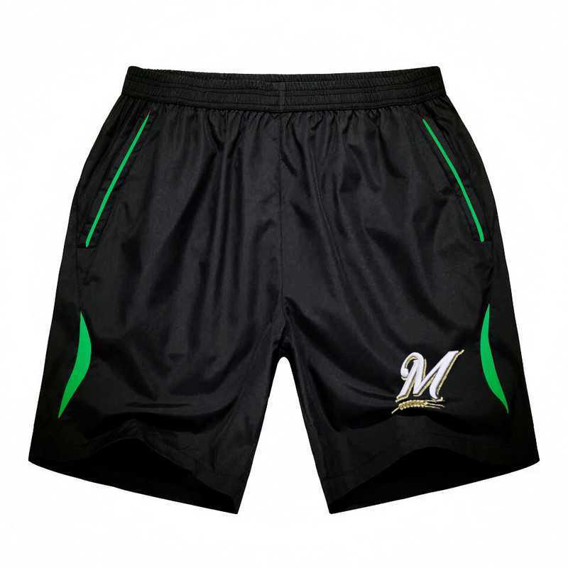 Men's Milwaukee Brewers Black Green Stripe MLB Shorts,We sell and wholesale Men's Milwaukee Brewers Black Green Stripe MLB Shorts on line form chian!